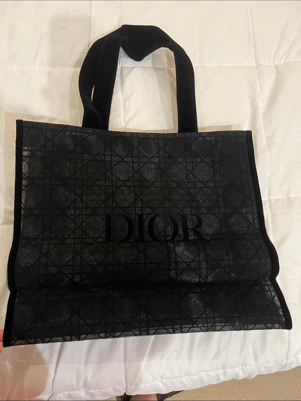 Dior Black Mesh Logo Tote